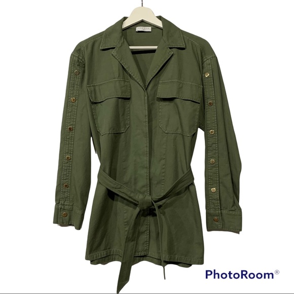 Sandro Bari Twill Field Jacket Belted Army Green Khaki Green Small - Picture 4 of 16